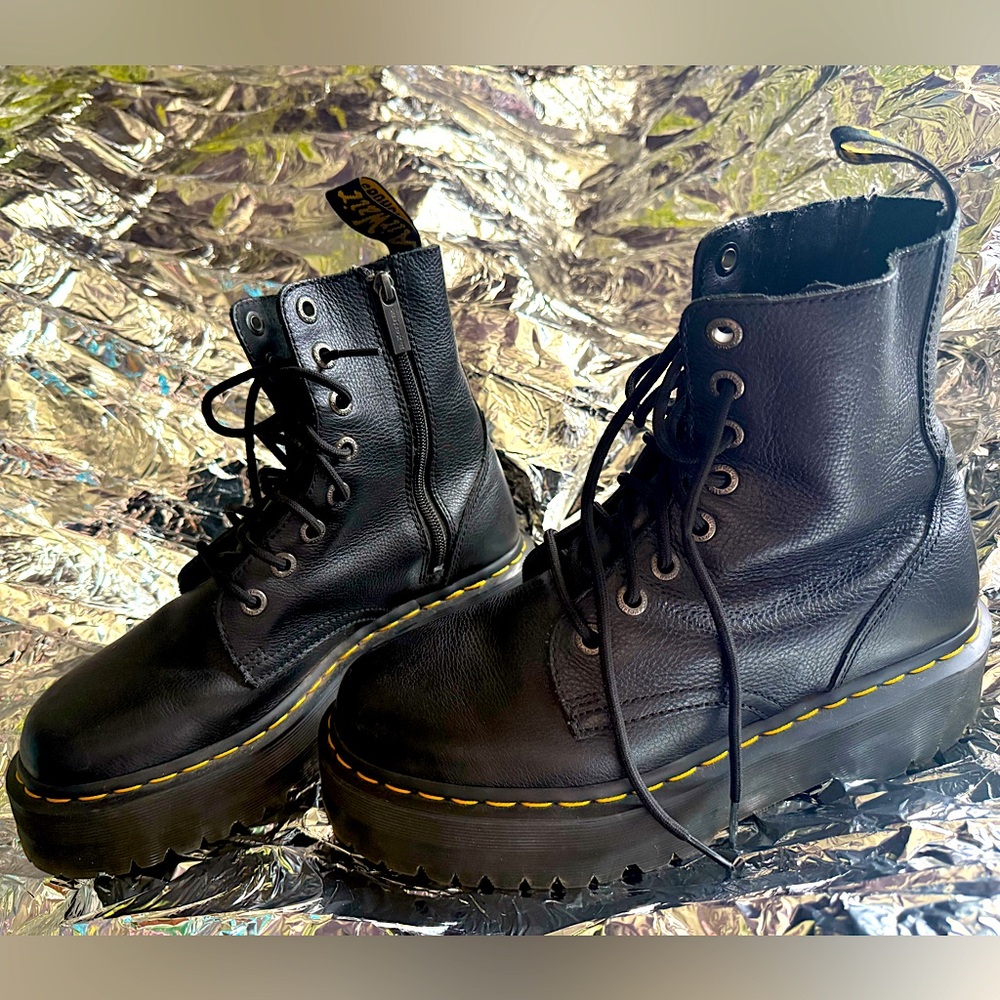 Black Leather Lace-Up Boots